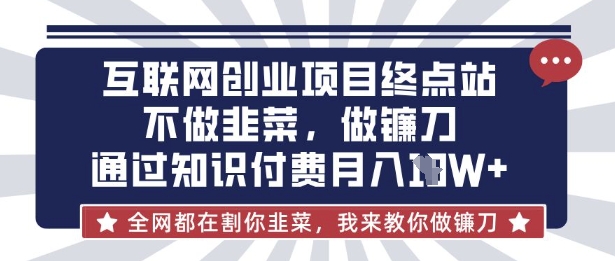 互联网创业尽头-不做韭菜，做镰刀，通过知识付费月入10个【揭秘】-shxbox省心宝盒