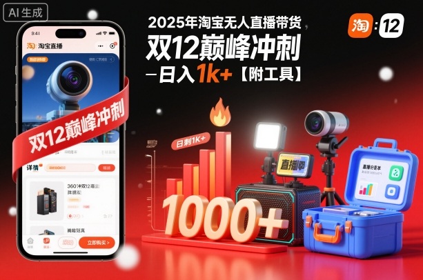 2025年淘宝无人直播带货，冲刺双12，日入1k+【附工具】【揭秘】-shxbox省心宝盒