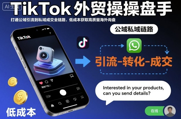 TikTok外贸操盘手，打通公域引流到私域成交全链路，低成本获取高质量海外询盘-shxbox省心宝盒