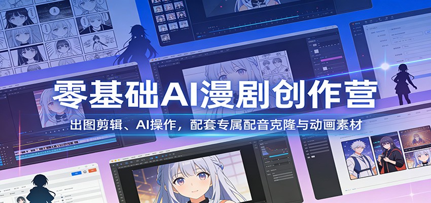 零基础AI漫剧创作营：出图剪辑、AI操作，配套专属配音克隆与动画素材-shxbox省心宝盒