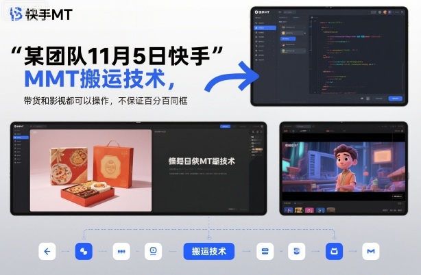 某团队11月5日快手MT搬运技术,带货和影视都可以操作,不保证百分百同框,自测-shxbox省心宝盒