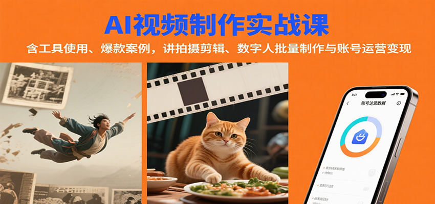 AI视频制作实战：含工具使用、爆款案例，讲拍摄剪辑、数字人批量制作与账号运营变现-shxbox省心宝盒