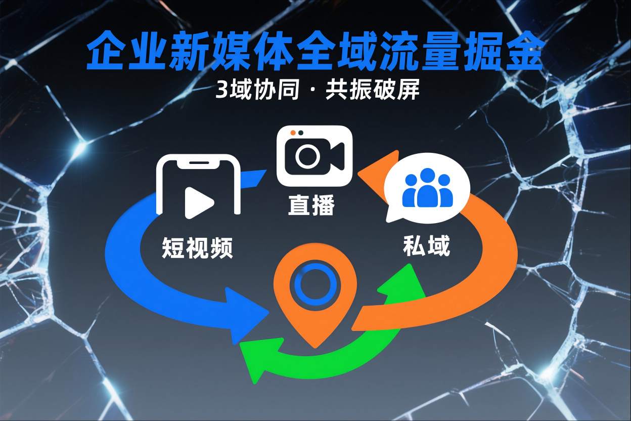 短视频全域商业模式，企业新媒体全域流量掘金，3域协同，共振破屏，短视频-直播-私域-地域-shxbox省心宝盒