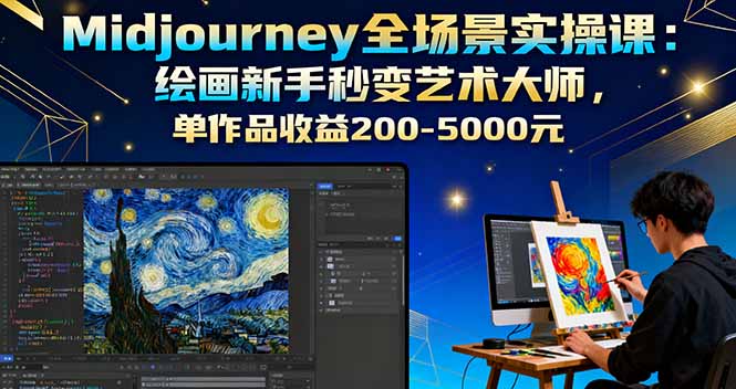 Midjourney全场景实操课：绘画新手秒变艺术大师，单作品收益200-5000元-shxbox省心宝盒