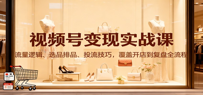 视频号变现实战课：流量逻辑、选品排品、投流技巧，覆盖开店到复盘全流程-shxbox省心宝盒