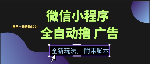 微信小程序全自动撸广告项目，彻底解决没流量的问题，新手一天8张+【揭秘】-shxbox省心宝盒