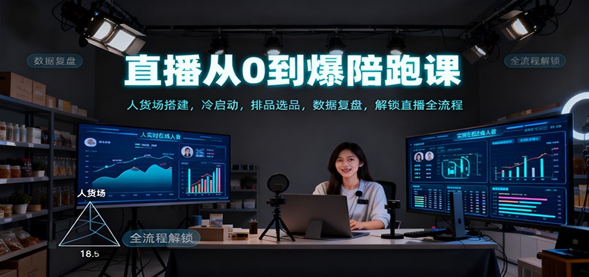 直播从0到爆陪跑课：人货场搭建，冷启动，排品选品，数据复盘，解锁直播全流程-shxbox省心宝盒