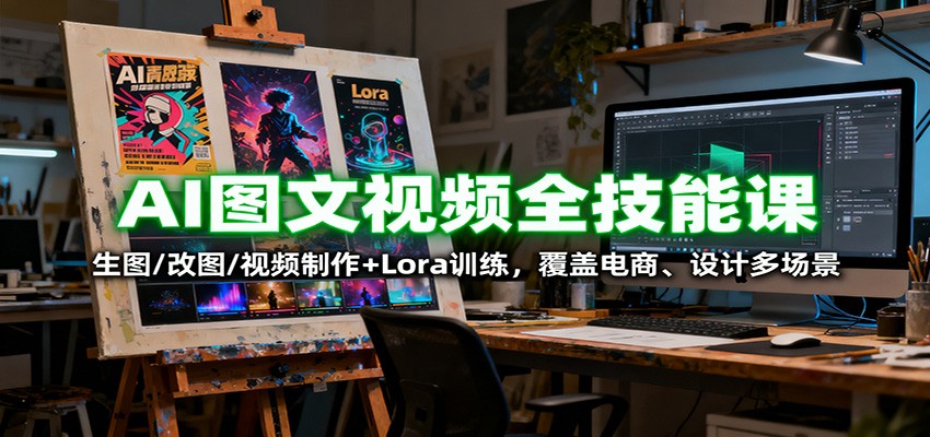 AI图文视频全技能课：生图/改图/视频制作+Lora训练，覆盖电商 、设计多场景-shxbox省心宝盒