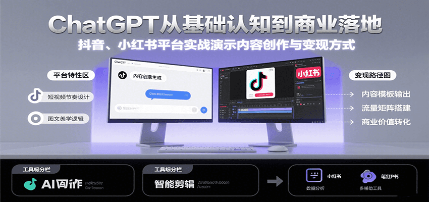 ChatGPT从基础认知到商业落地，实战演示抖音、小红书等平台的内容创作与变现-shxbox省心宝盒