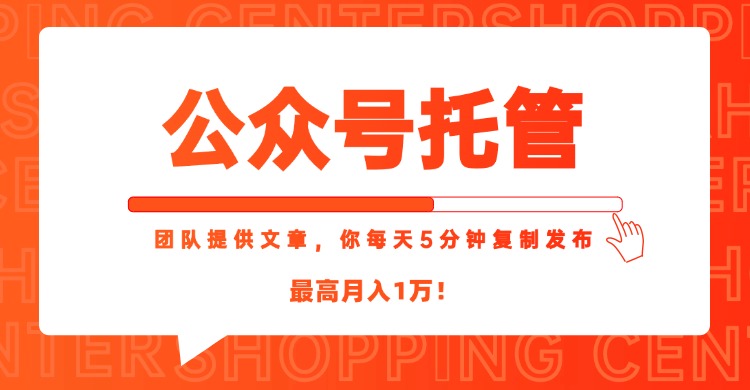 【公众号托管 】我提供文章，你每天５分钟复制发布，最高月入1W-shxbox省心宝盒