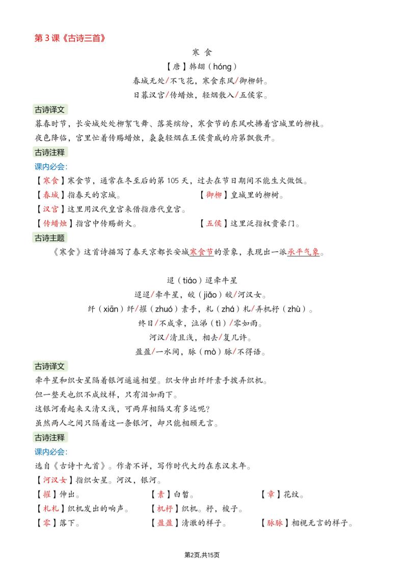 26春六下语文课文必背内容汇总15页-shxbox省心宝盒