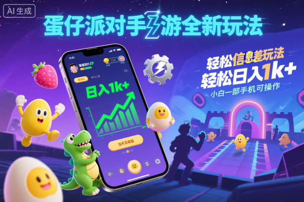 蛋仔派对手游全新玩法，轻松日入1k+，风口信息差玩法，当天见收益，小白一部手机可操作-shxbox省心宝盒