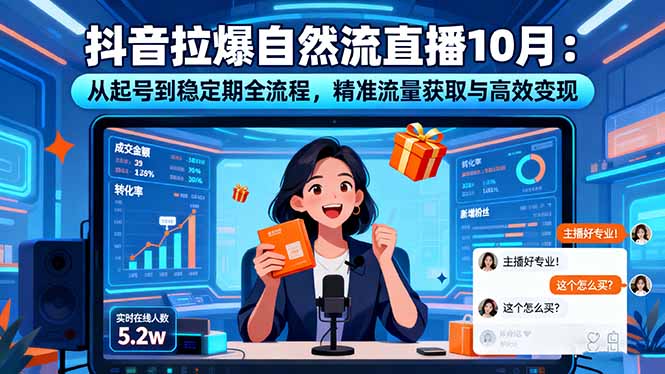 抖音拉爆自然流直播10月：从起号到稳定期全流程，精准流量获取与高效变现-shxbox省心宝盒