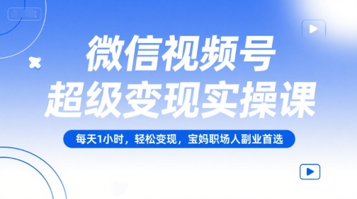 微信视频号超级变现实操课，每天1小时，轻松变现，宝妈职场人副业首选-shxbox省心宝盒