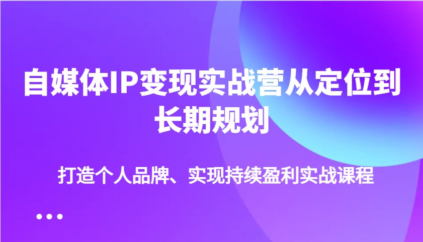 自媒体IP变现实战营从定位到长期规划，打造个人品牌、实现持续盈利实战课程-shxbox省心宝盒