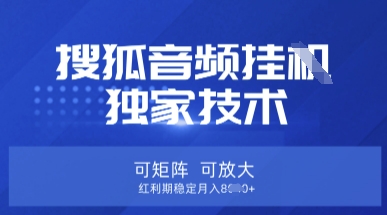 【搜狐音频挂G】独家技术，可矩阵可放大，红利期稳定月入8k【揭秘】-shxbox省心宝盒