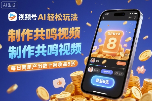 视频号AI轻松玩法，制作共鸣视频，每日简单产出数十条收益8张-shxbox省心宝盒