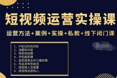 短视频运营实操课，运营方法+案例+实操+私教+线下闭门课-shxbox省心宝盒