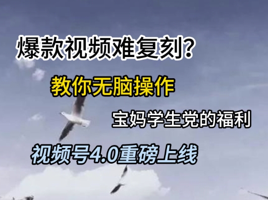 视频号4.0重磅上线，爆款视频难复刻？教你无脑操作宝妈学生党的福利【揭秘】-shxbox省心宝盒