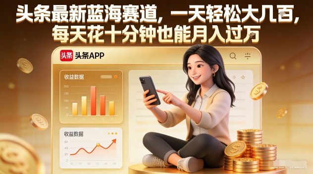 头条最新蓝海赛道，一天轻松大几张，每天花十分钟也能月入过1W【揭秘】-shxbox省心宝盒