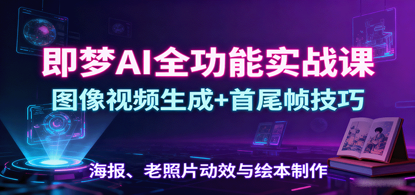 即梦AI全功能实战课：图像视频生成+首尾帧技巧，海报、老照片动效与绘本制作-shxbox省心宝盒