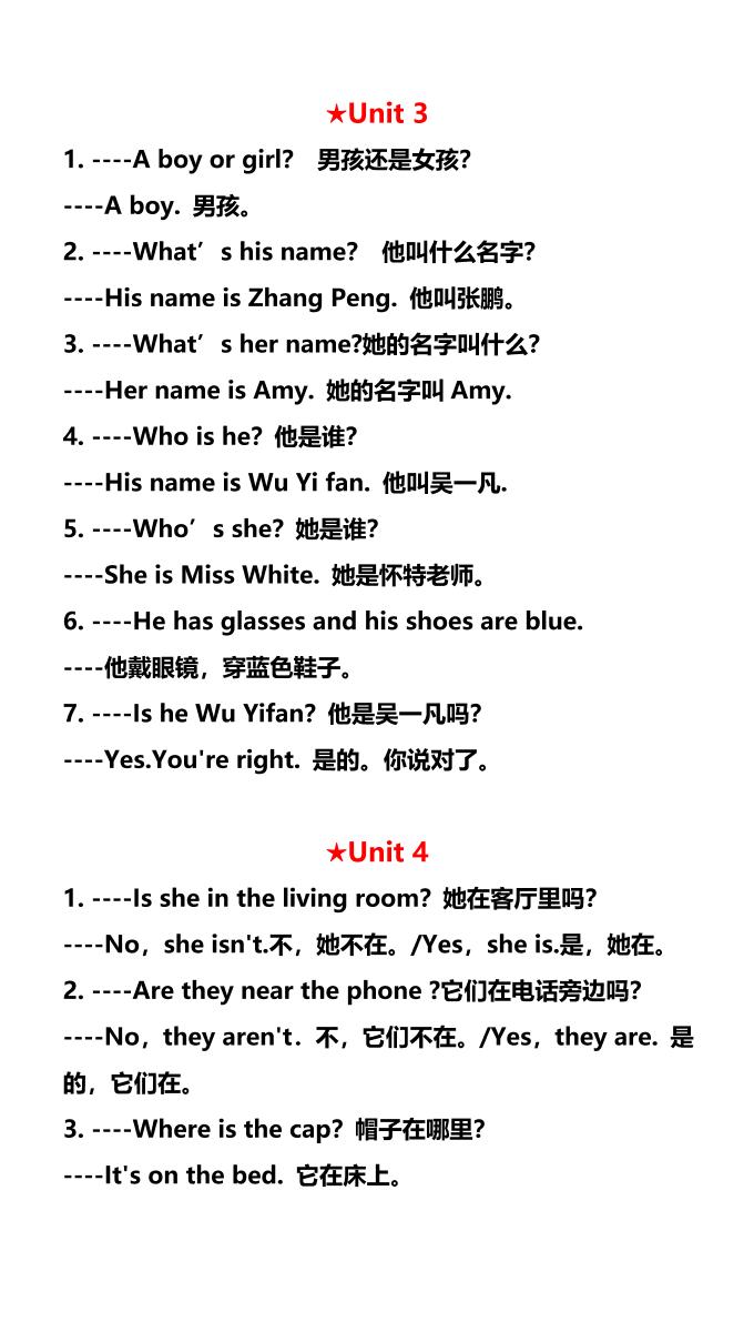 【2025秋新版】四年级英语上册各单元必须要掌握的重点句型-shxbox省心宝盒