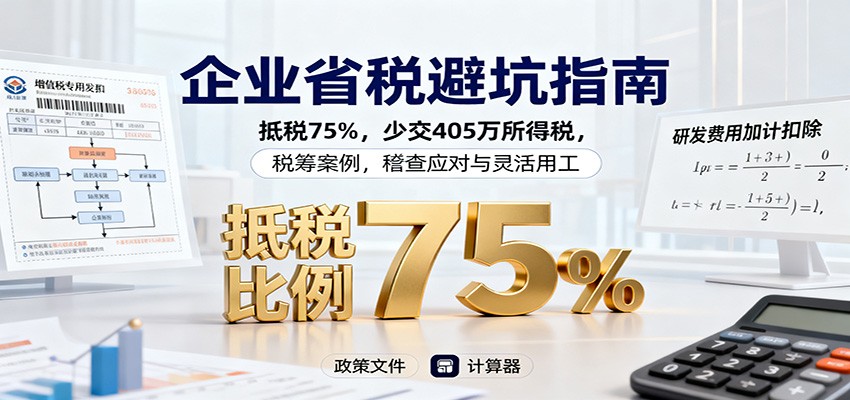 企业省税避坑指南：抵税75%，少交405万所得税，税筹案例，稽查应对与灵活用工-shxbox省心宝盒