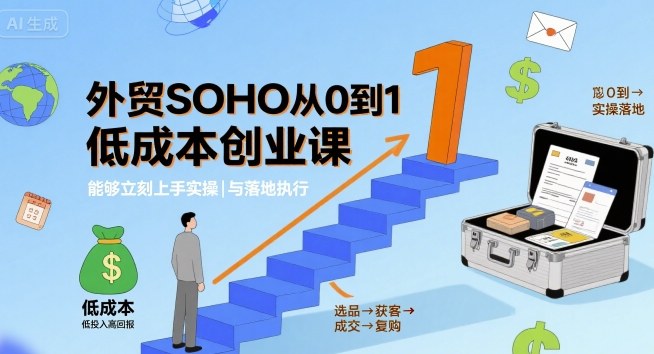 外贸SOHO从0到1低成本创业课，能够立刻上手实操与落地执行-shxbox省心宝盒