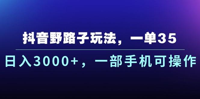抖音野路子玩法，一单35.日入3000+，一部手机可操作-shxbox省心宝盒