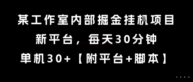 某工作室内部掘金挂G项目，新平台，每天30分钟，单机30+【揭秘】-shxbox省心宝盒