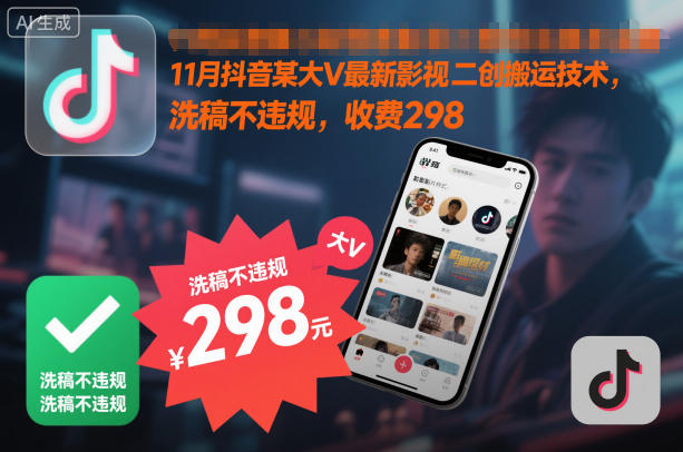 11月抖音某大V最新影视二创搬运技术，洗稿不违规，收费298-shxbox省心宝盒