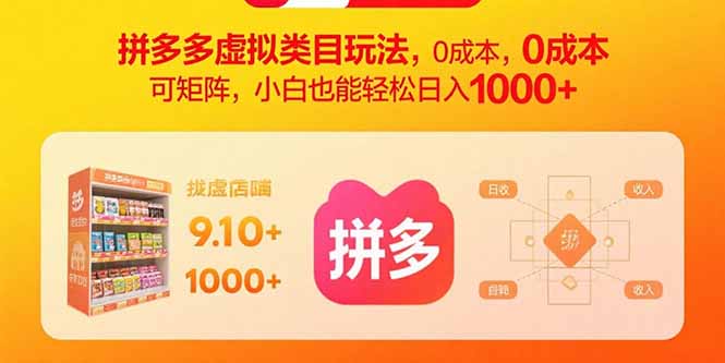 拼多多虚拟类目玩法，0成本，可矩阵，小白也能轻松日入1000+-shxbox省心宝盒