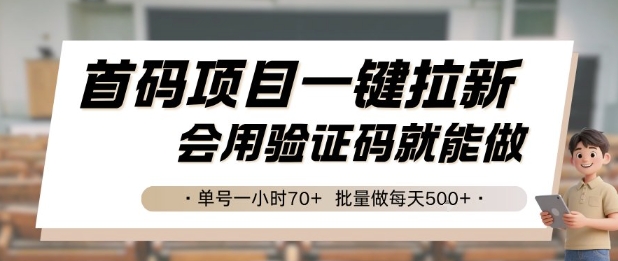 首码项目一键拉新，会用验证码就能做 单号一小时70+，批量做每天5张【揭秘】-shxbox省心宝盒