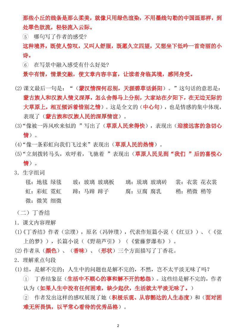 六上1-8单元重点梳理（课文重点+语文园地）-shxbox省心宝盒