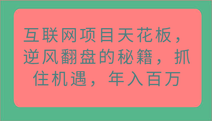 互联网项目天花板，逆风翻盘的秘籍，抓住机遇，年入百万-shxbox省心宝盒