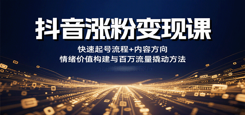 抖音涨粉变现课，快速起号流程+内容方向+情绪价值构建与百万流量撬动方法-shxbox省心宝盒