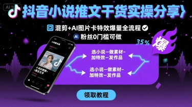 抖音小说推文干货实操分享，混剪+AI图片卡特效爆量全流程，0粉丝0门槛可做-shxbox省心宝盒