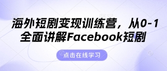 海外短剧变现训练营，从0-1全面讲解Facebook短剧-shxbox省心宝盒