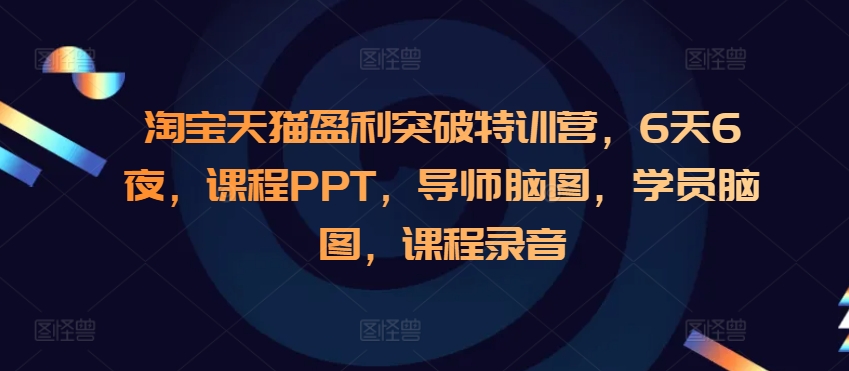 淘宝天猫盈利突破特训营，6天6夜，课程PPT，导师脑图，学员脑图，课程录音-shxbox省心宝盒