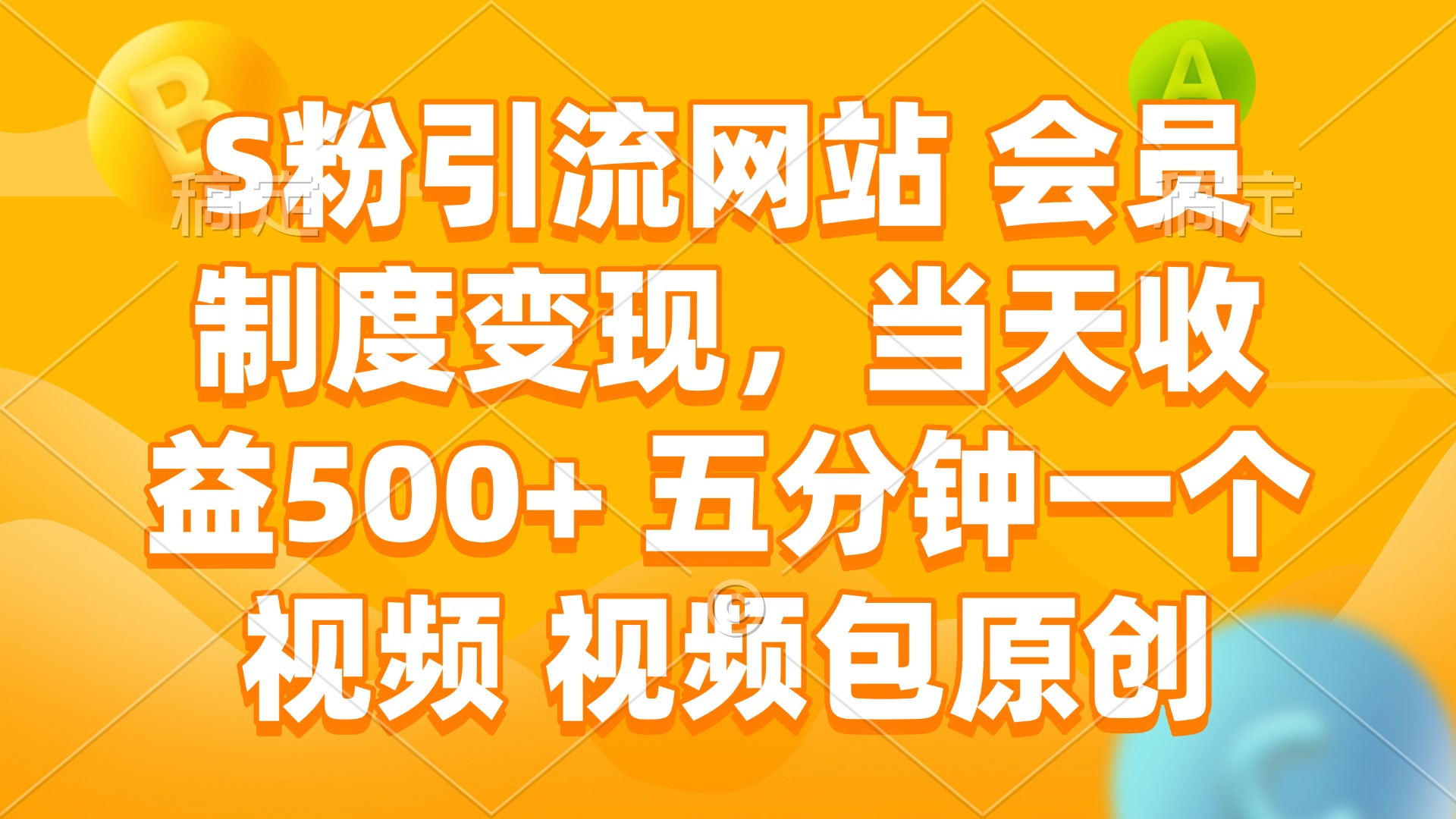 S粉引流网站 会员制度变现，当天收益500+ 五分钟一个视频 视频包原创-shxbox省心宝盒