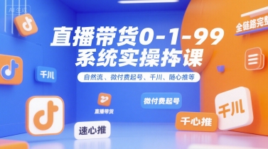 直播带货0~1~99系统实操课，自然流、微付费​起号、千川、随心推等，直播带货全链路完整逻辑-shxbox省心宝盒