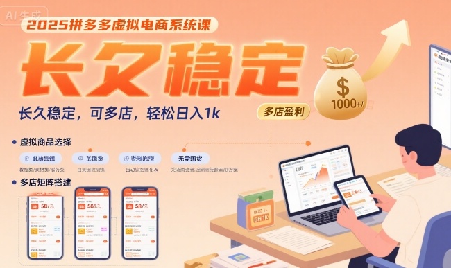 2025拼多多虚拟电商系统课，长久稳定，可多店，轻松日入1k-shxbox省心宝盒