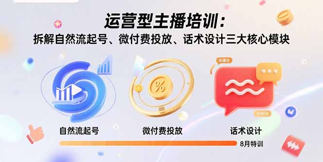运营型主播培训：拆解自然流起号、微付费投放、话术设计三大核心模块-8月-shxbox省心宝盒