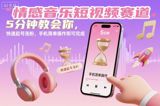 情感音乐短视频赛道，5分钟教会你，快速起号涨粉，手机简单操作即可完成-shxbox省心宝盒