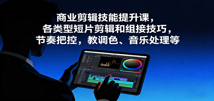 商业剪辑技能提升课，各类型短片剪辑和组接技巧，节奏把控，教调色、音乐处理等-shxbox省心宝盒