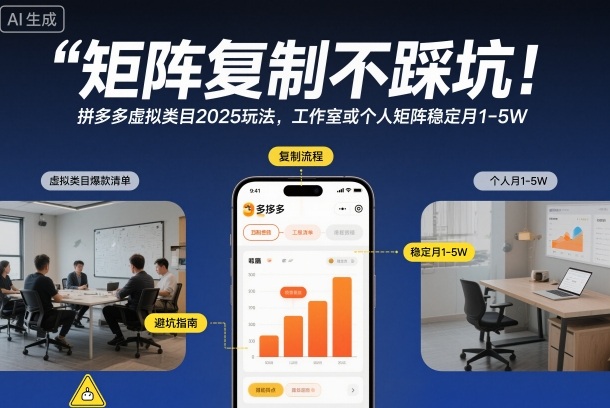 矩阵复制不踩坑！拼多多虚拟类目2025玩法，工作室或者个人矩阵稳定月1-5W【揭秘】-shxbox省心宝盒