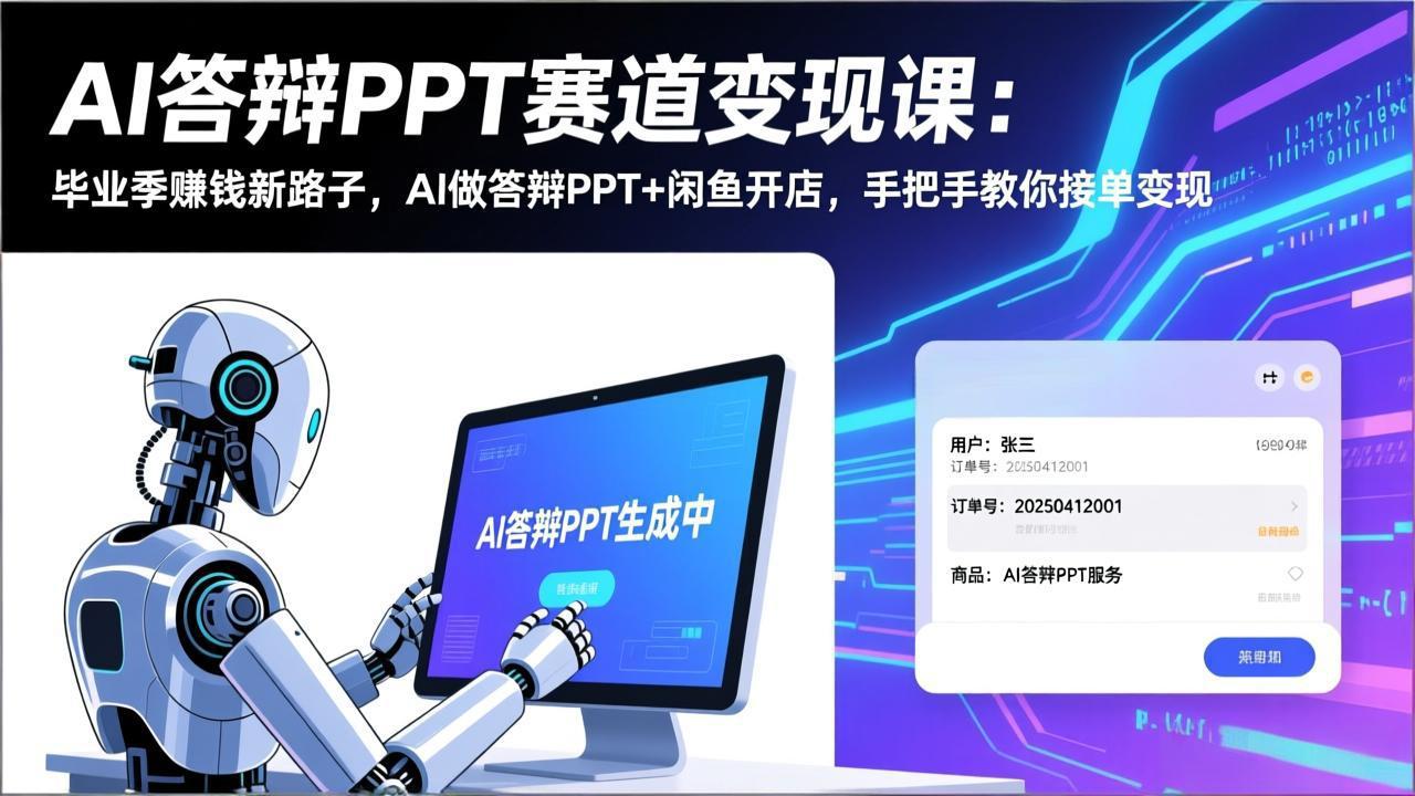 AI答辩PPT赛道变现课：毕业季赚钱新路子，AI做答辩PPT+闲鱼开店，手把手教你接单变现-shxbox省心宝盒