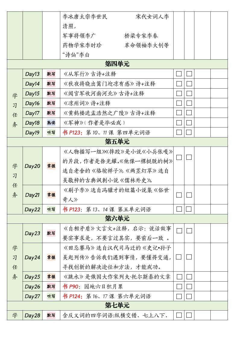 五下语文期末复习单-shxbox省心宝盒
