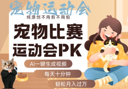 AI一键生成宠物比赛运动会PK视频，纯原创不用剪不用拍，每天十分钟，轻松月入过1W+-shxbox省心宝盒