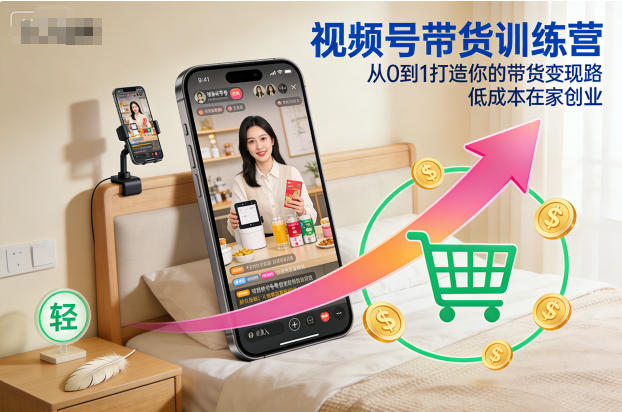 视频号带货训练营，从0到1打造你的带货变现路，低成本在家创业-shxbox省心宝盒